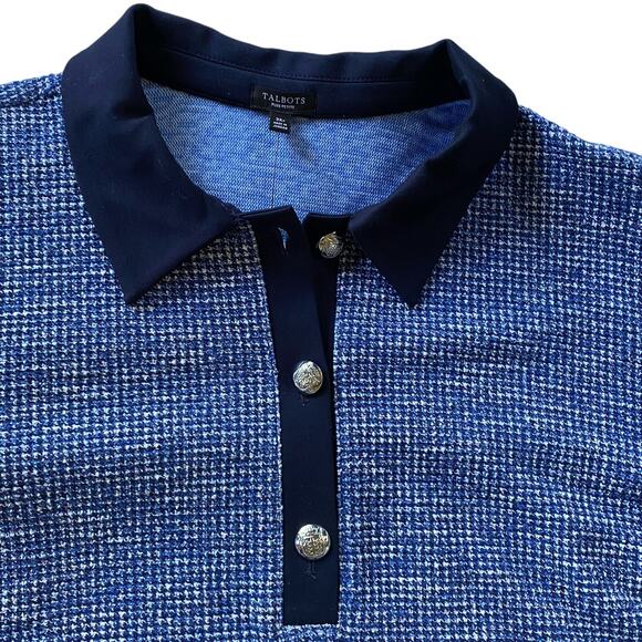 NWT TALBOTS Plus Petite 3XP Contrast Tweed Dress 3/4 Sleeves Career Stretch Polo - Picture 3 of 14